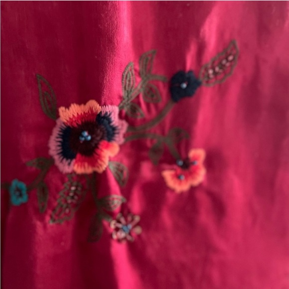 Free People] Beautiful Burgundy Embroidery Sequins Kimono Duster Jacket - Picture 10 of 13